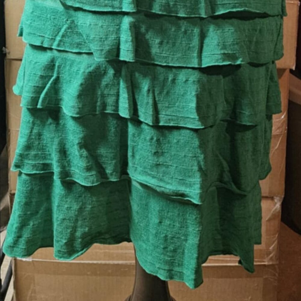 Green Ruffle Tiered Sheath Dress - Picture 4 of 7